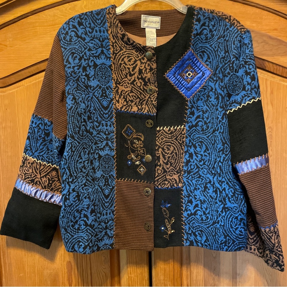 Womens Napa Valley Blue Black Brown Jacket Embroidered Patchwork  Hong Kong S